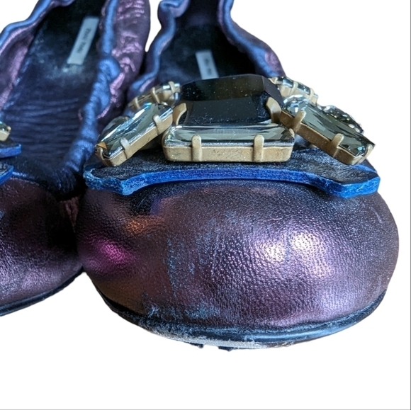Miu Miu purple embellished jewel ballet flats sz EU 39.5 - Picture 11 of 12